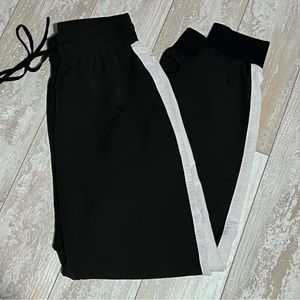Derek Lam x Athleta Black Drawstring Joggers with White Side Stripes